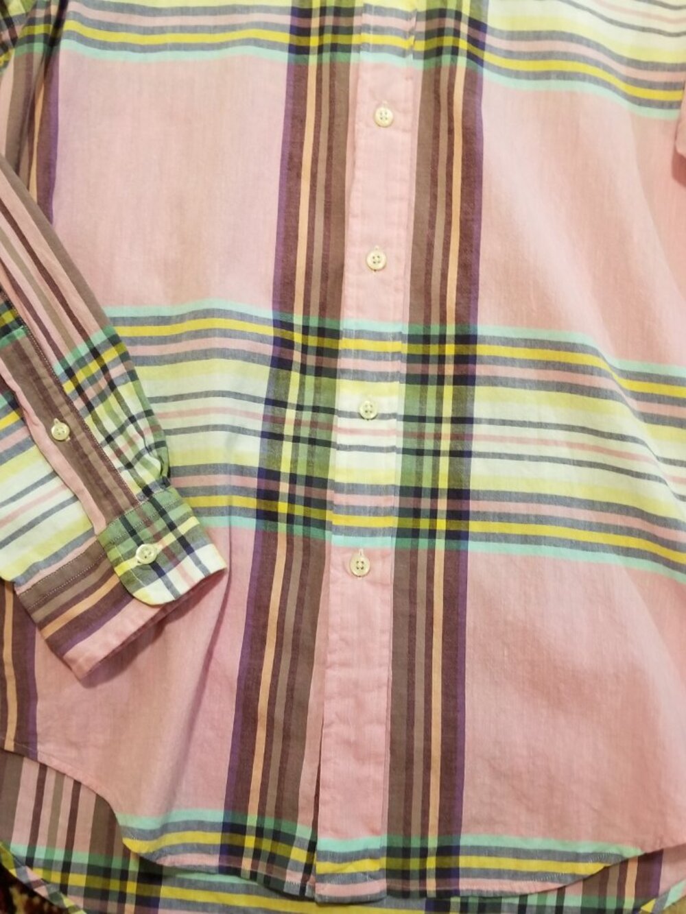 Ralph Lauren Men's Madras Plaid 100% Cotton Button Down Shirt - Small - Picture 4 of 8